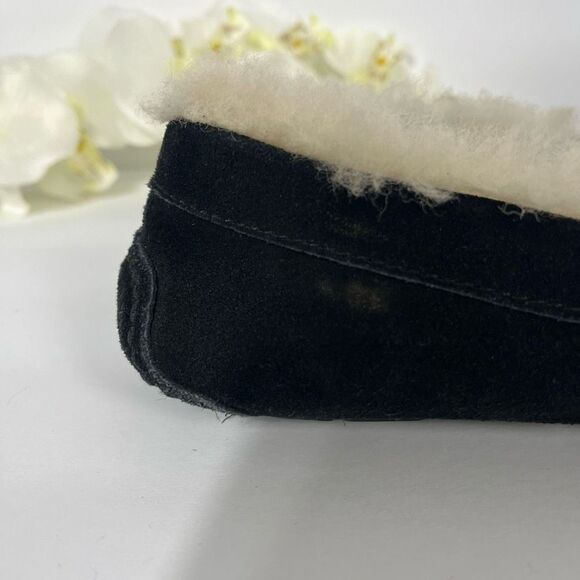 emu Australian Moccasin Womens size 7 Black Shearling lined Slippers - Picture 4 of 14